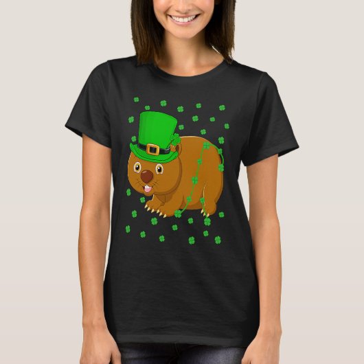 Irish Shamrock Leprechaun Wombat St Patrick's Day Tシャツ (正面)
