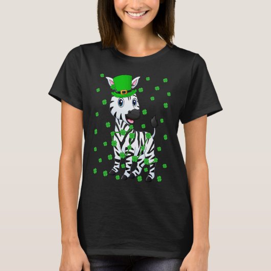 Irish Shamrock Leprechaun Zebra St Patrick's Day Tシャツ (正面)