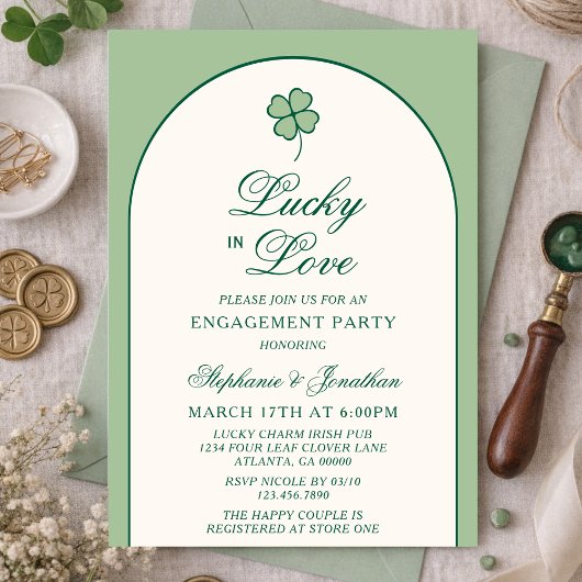 Irish Shamrock Lucky in Love Engagement Party 招待状