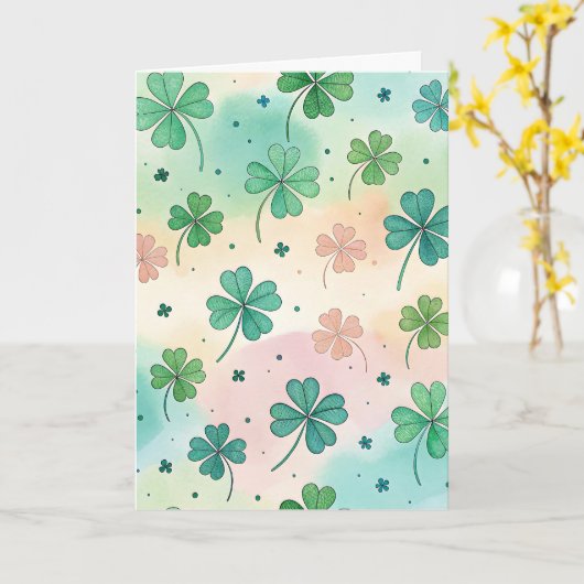 Irish Shamrock pattern note card  カード (黄色い花)