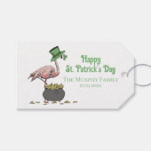 Irish Shamrock Pink Flamingo St Patricks Day ギフトタグ (正面(横))