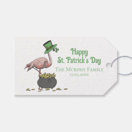 Irish Shamrock Pink Flamingo St Patricks Day ギフトタグ