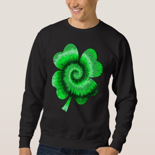 Irish Shamrock Tie Dye Happy St Patrick's Day Go L スウェットシャツ (正面)