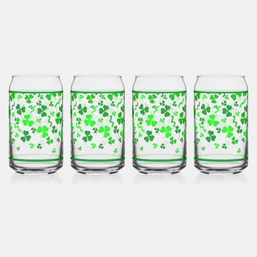 Irish Sláinte Lucky Shamrocks Design Personalized ガラス缶 (右)