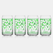 Irish Sláinte Lucky Shamrocks Design Personalized ガラス缶 (正面)