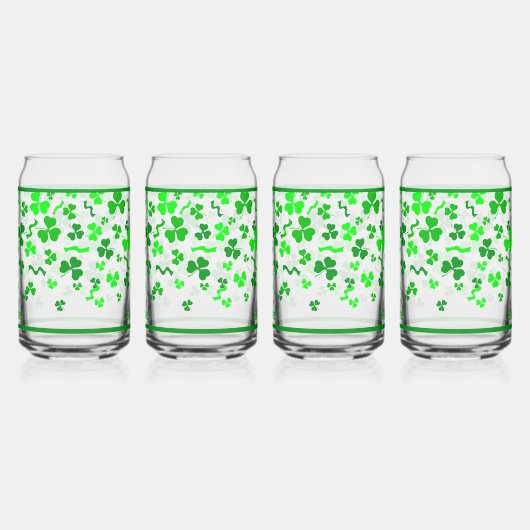Irish Sláinte Lucky Shamrocks Design Personalized ガラス缶 (左)