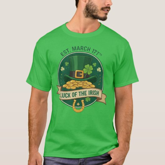 Irish Soul Shamrock Shield St. Patrick's Day Tee Tシャツ (正面)
