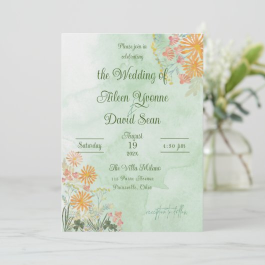 Irish Springtime Daisies Wedding 招待状 (スタンド正面)