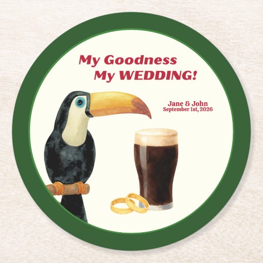 Irish Stout Wedding Favor Paper Coaster ラウンドペーパーコースター (正面)