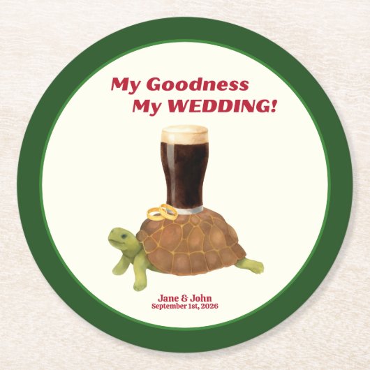 Irish Stout Wedding Favor Paper Coaster ラウンドペーパーコースター (正面)