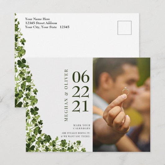 Irish Stylized Shamrock Leafy Foliage  ポストカード (正面/裏面)