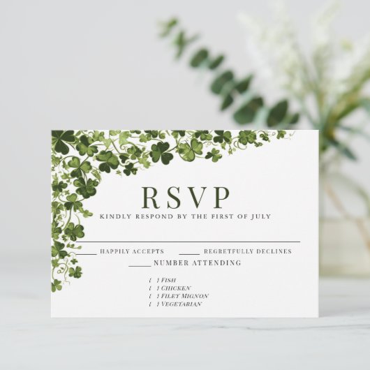 Irish Stylized Shamrock Leafy Foliage  出欠カード (スタンド正面)