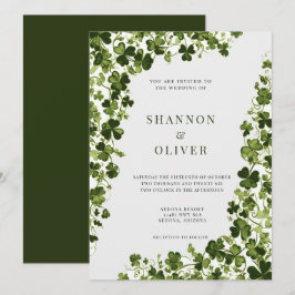 Irish Stylized Shamrock Leafy Foliage  招待状