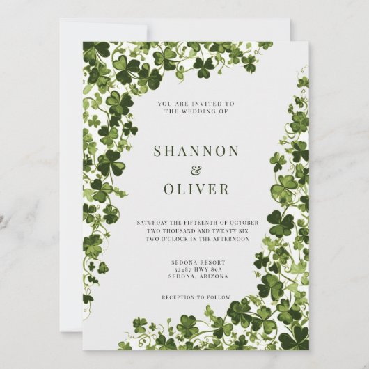 Irish Stylized Shamrock Leafy Foliage  招待状 (正面)