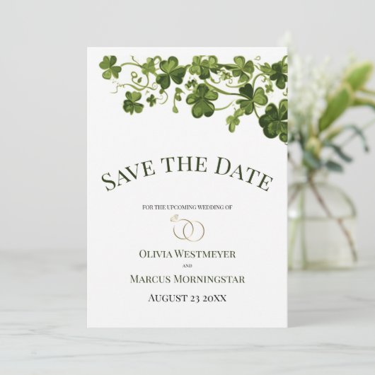 Irish Stylized Shamrock Leafy Foliage  招待状 (スタンド正面)