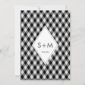 Irish Tartan Diamond Black Grey Wedding 招待状 (裏面)