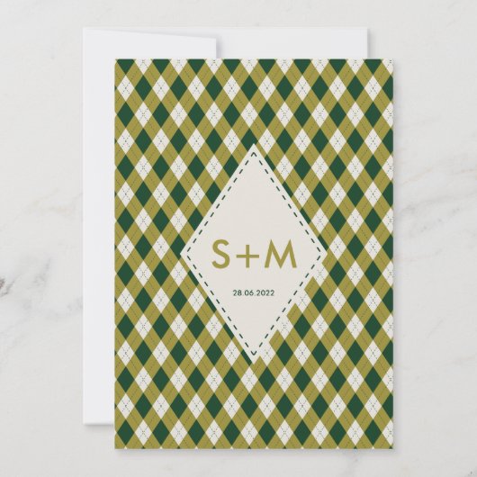 Irish Tartan Diamond Wedding 招待状 (裏面)