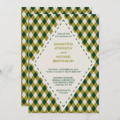 Irish Tartan Diamond Wedding 招待状 (正面/裏面)