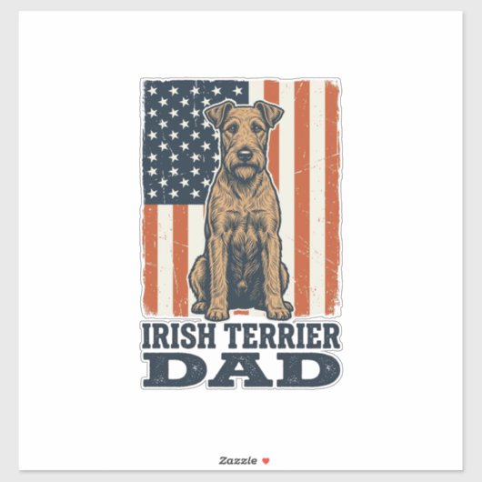 Irish Terrier Dad Patriotic Vintage シール (シート)