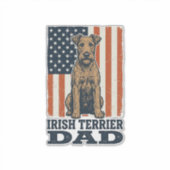 Irish Terrier Dad Patriotic Vintage シール (正面)