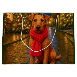 Irish Terrier Holiday ラージペーパーバッグ