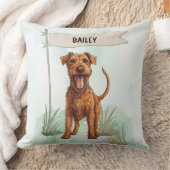 Irish Terrier Watercolor Personalized Dog クッション (ブランケット)