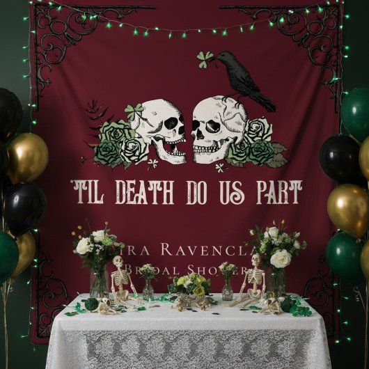 Irish Til Death Burgundy Gothic Skulls Backdrop タペストリー