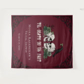 Irish Til Death Burgundy Gothic Skulls Backdrop タペストリー (正面(横))