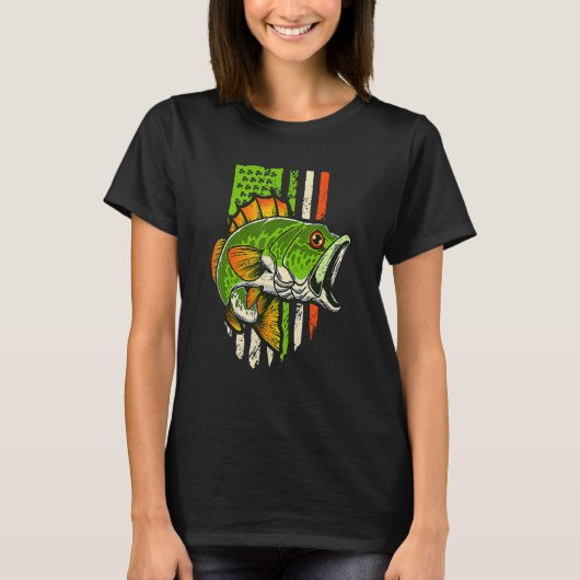 Irish US American Flag Fishing Fish St Patricks Da Tシャツ (正面)