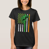 Irish US American Flag Fishing Fish St Patricks Da Tシャツ (正面)
