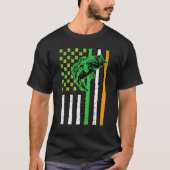Irish US American Flag Fishing Fish St Patricks Da Tシャツ (正面)