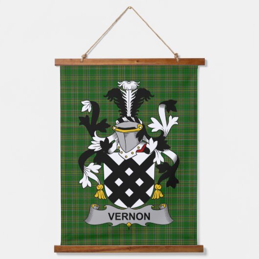 Irish Vernon Coat of Arms Family Crest 吊り下げ型タペストリー (正面)