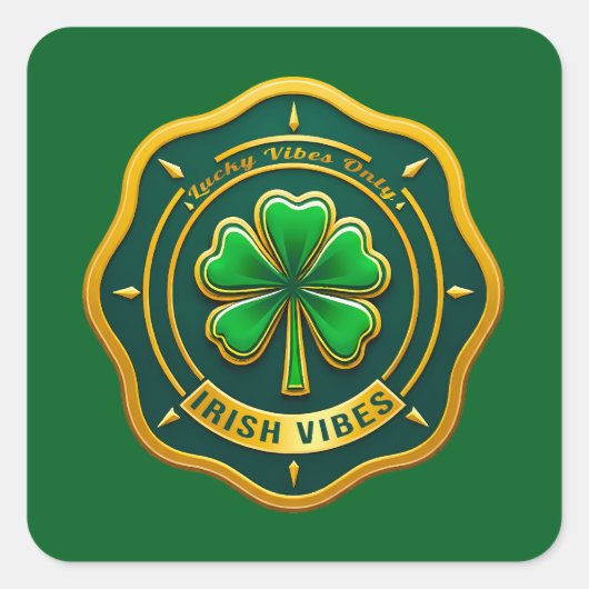 Irish Vibes Club St Patrick’s Day - Autocolante スクエアシール (正面)