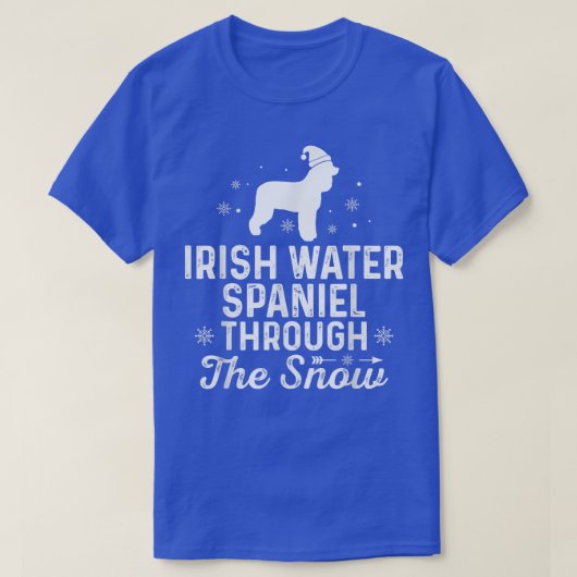IRISH WATER SPANIEL through the snow Funny Christm Tシャツ (デザイン正面)