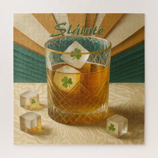 Irish Whiskey Tumbler Shamrock Ice "Sláinte!" ジグソーパズル (縦)