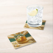 Irish Whiskey Tumbler Shamrock Ice "Sláinte!" スクエアペーパーコースター (インサイチュ)