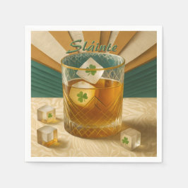 Irish Whiskey Tumbler Shamrock Ice "Sláinte!" スタンダードカクテルナプキン