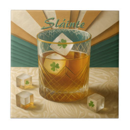 Irish Whiskey Tumbler Shamrock Ice "Sláinte!" タイル