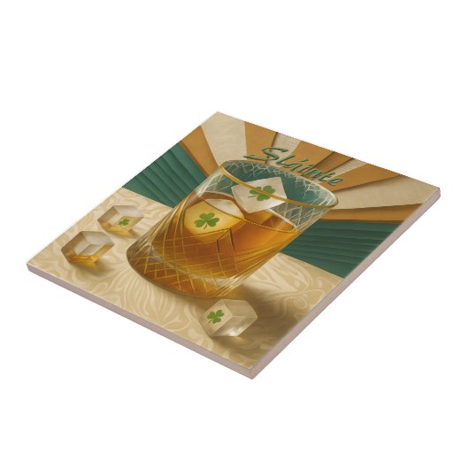 Irish Whiskey Tumbler Shamrock Ice "Sláinte!" タイル (側面)