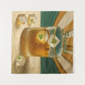 Irish Whiskey Tumbler Shamrock Ice "Sláinte!" タペストリー (正面(横))