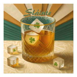 Irish Whiskey Tumbler Shamrock Ice "Sláinte!" フォトプリント
