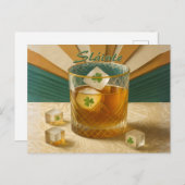 Irish Whiskey Tumbler Shamrock Ice "Sláinte!" ポストカード (正面/裏面)