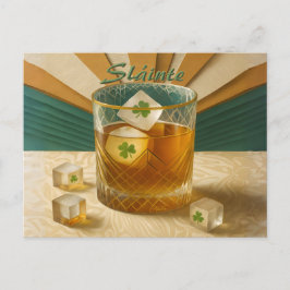 Irish Whiskey Tumbler Shamrock Ice "Sláinte!" ポストカード
