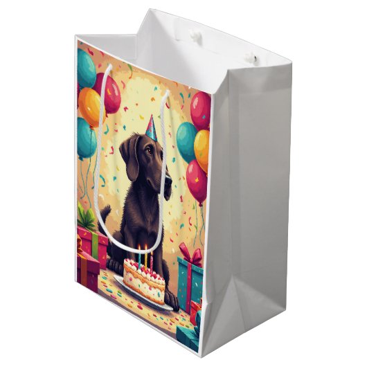 Irish Wolfhound Birthday Celebration ミディアムペーパーバッグ (正面アングル)