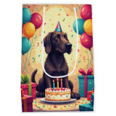 Irish Wolfhound Birthday Celebration ミディアムペーパーバッグ (裏面)