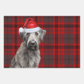 Irish Wolfhound Christmas Dog Red Holiday Plaid ラッピングペーパーシート (正面3)