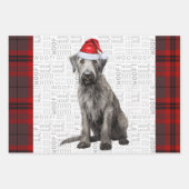 Irish Wolfhound Christmas Dog Red Holiday Plaid ラッピングペーパーシート (正面)