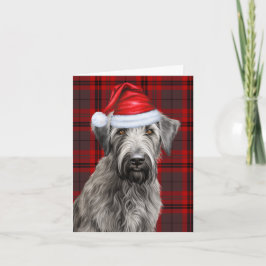 Irish Wolfhound Christmas Dog Red Plaid Christmas シーズンカード