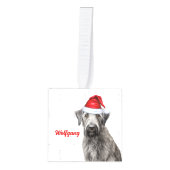 Irish Wolfhound Christmas Dog Two Photo Holiday キューブオーナメント (正面)