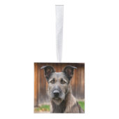Irish Wolfhound Christmas Dog Two Photo Holiday キューブオーナメント (右)